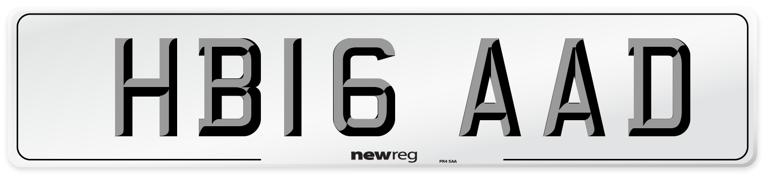 HB16 AAD Number Plate from New Reg